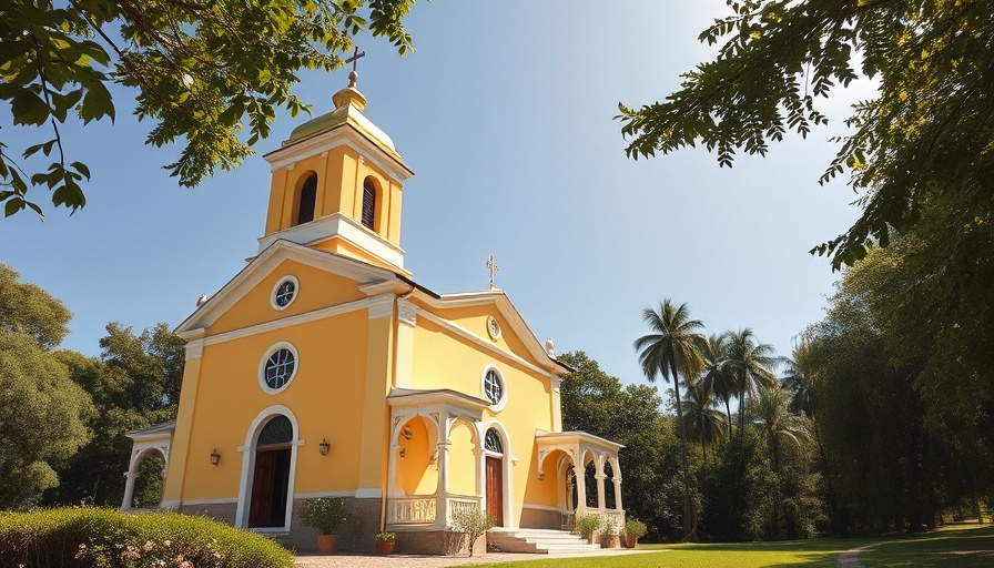 Charming yellow church with gold dome, Marin County religious events