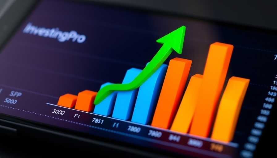 3D bar chart on smartphone representing financial growth.
