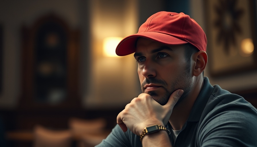 Thoughtful man in red cap considering impact on Tesla brand.