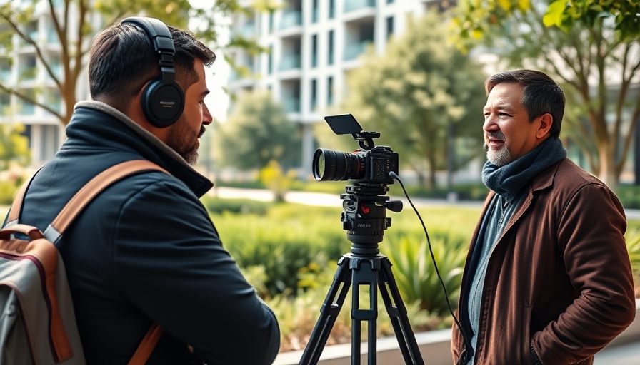 Journalist interviews man with camera setup, gun violence survivors connect with journalists.