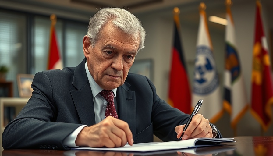 Older man signing documents, related to Trump's tax plans 2025.
