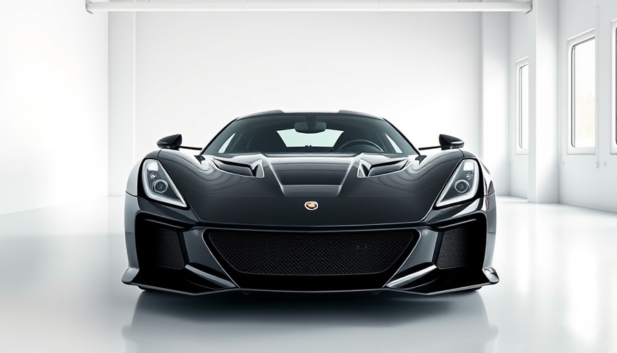 Sleek black sports car in a white garage, AI investment strategies.