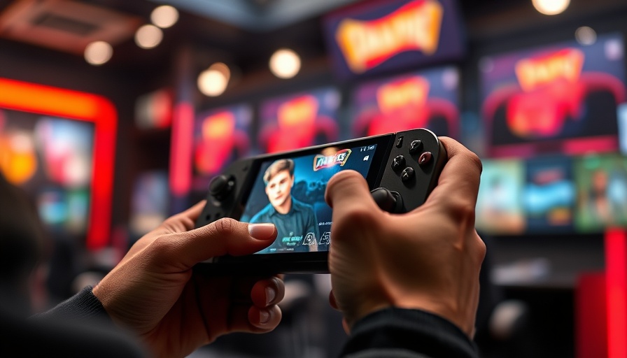 Person playing handheld console at Nintendo Switch 2 launch.