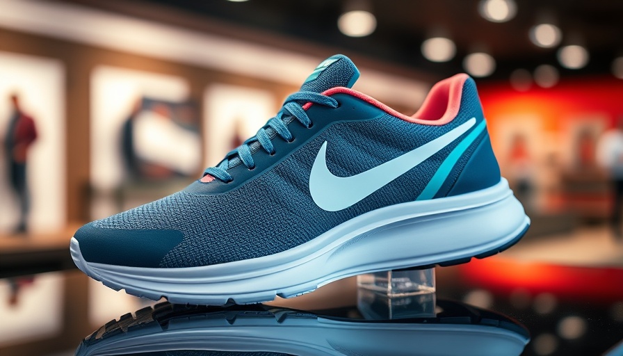 Nike running shoe display illustrating tariff impact on business.
