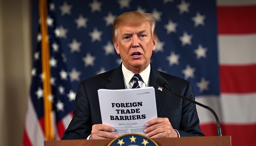 Public figure discussing foreign trade in stock market news backdrop.