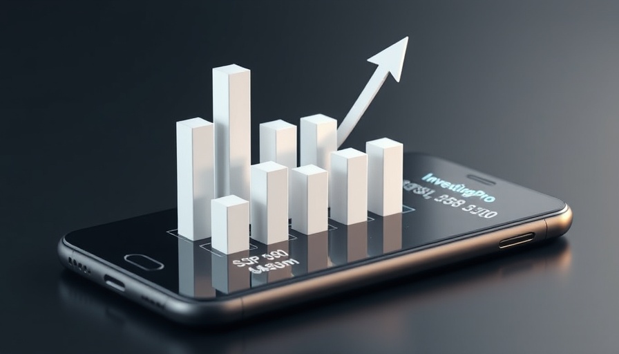 3D financial growth charts on smartphone with InvestingPro and S&P 500.
