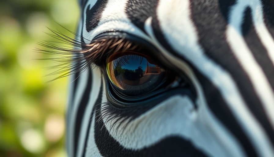 Close-up of zebra's eye highlighting distinctive stripes. China zoos education.