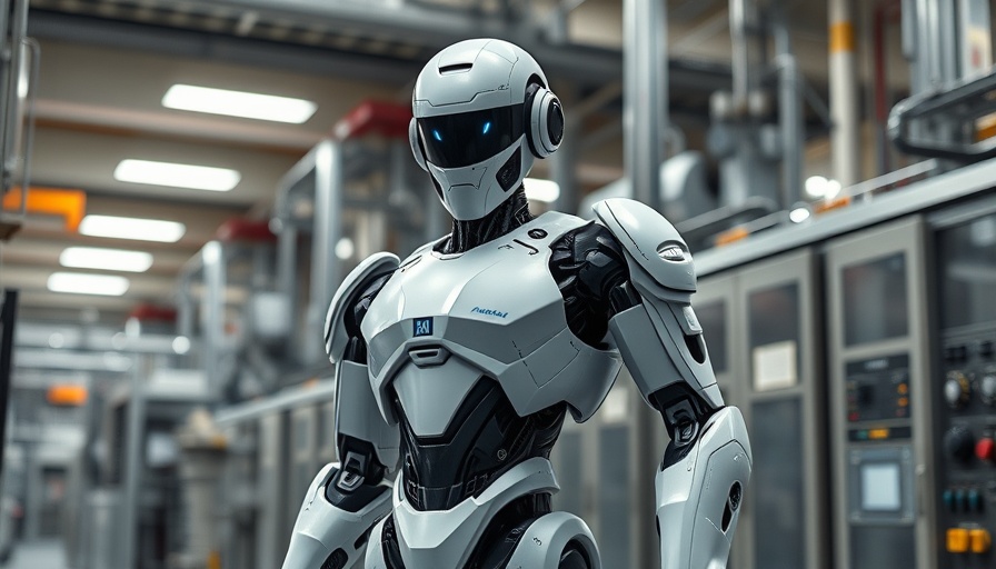 Humanoid robot in tech startup industrial setting.