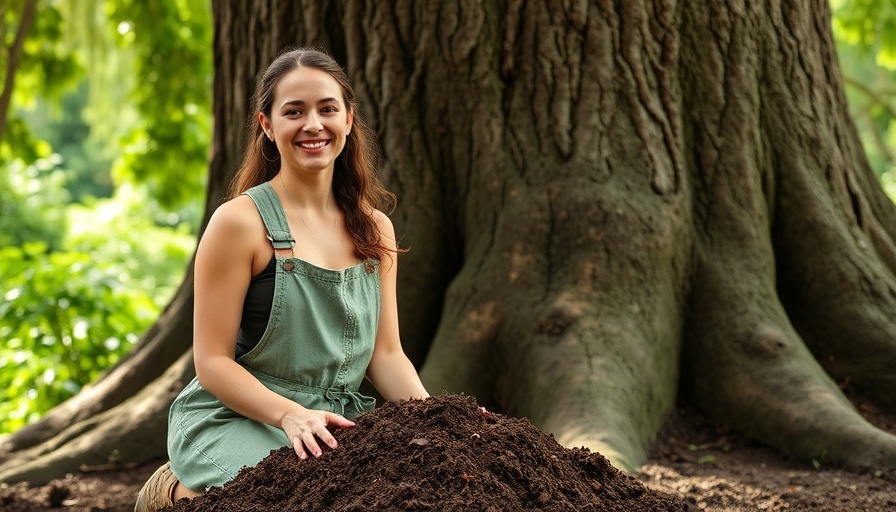 Woman in garden offering mulching tips for spring gardens.