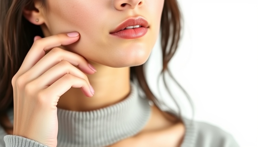 Woman checking throat for swallowing health indicators.