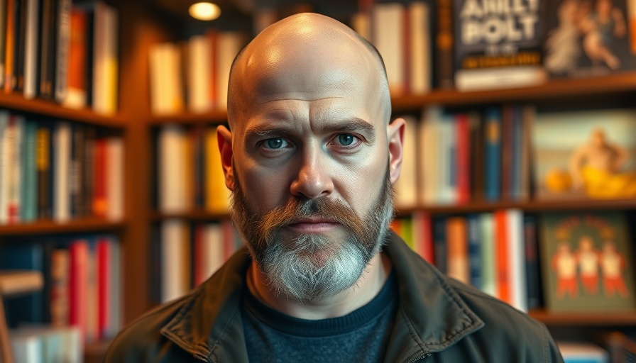 Bald man with beard in art bookstore; OpenAI acquisition of AI hardware startup