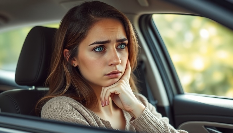 Woman in car contemplating missing car payment consequences