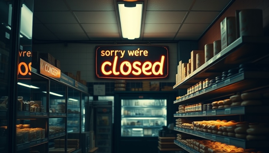 Texas bakery interior with 'closed' sign reflecting, dim lighting