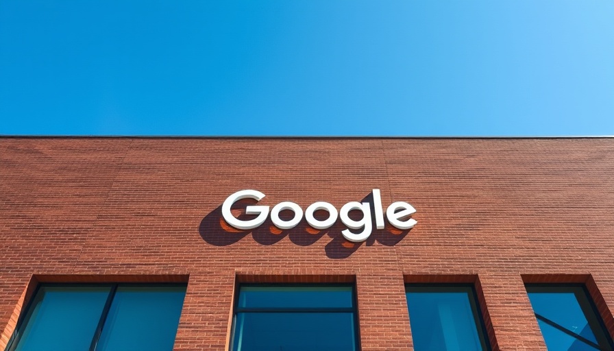 Google logo on modern building, angled view showing architectural style.