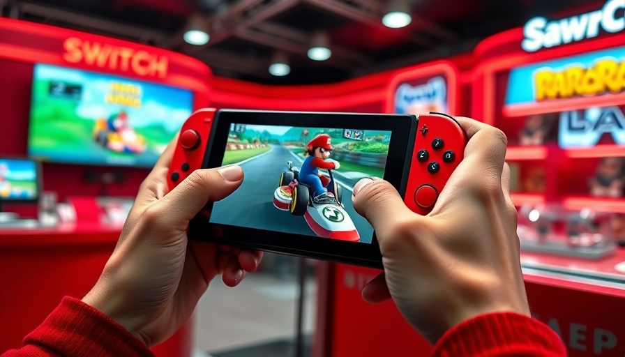 Impact of U.S. tariffs on Nintendo: Close-up of playing Nintendo Switch at gaming booth.