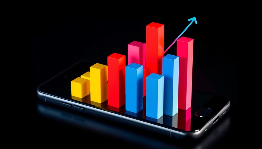 Digital representation of growth on a smartphone with colorful graphs.