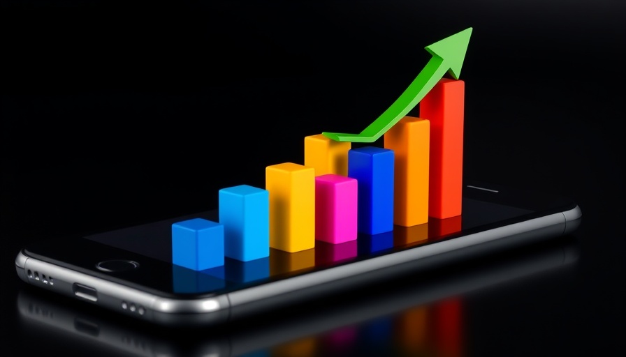 3D bar chart on smartphone symbolizing financial growth, Paramount Global and Skydance Media merger.