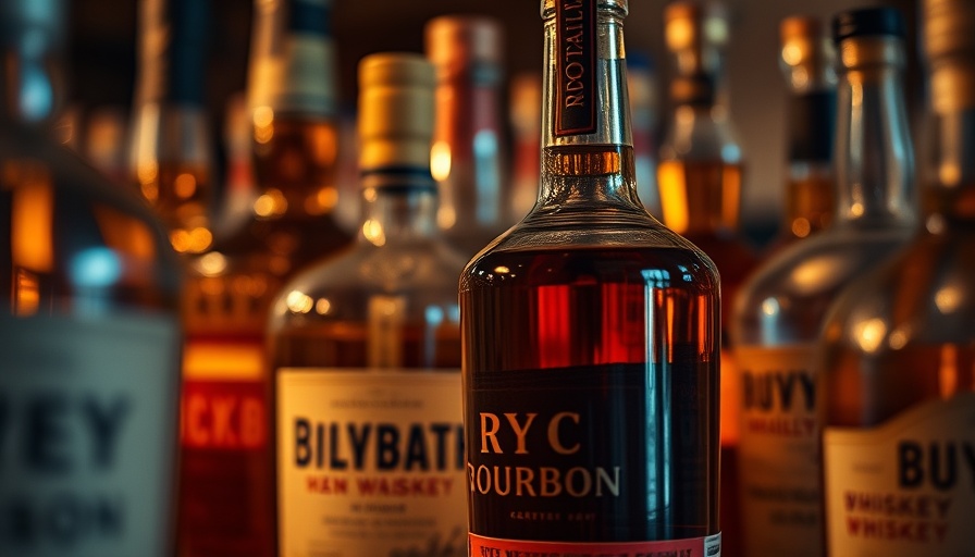 EU Tariffs on Bourbon and Wine: Close-up of bourbon bottles.