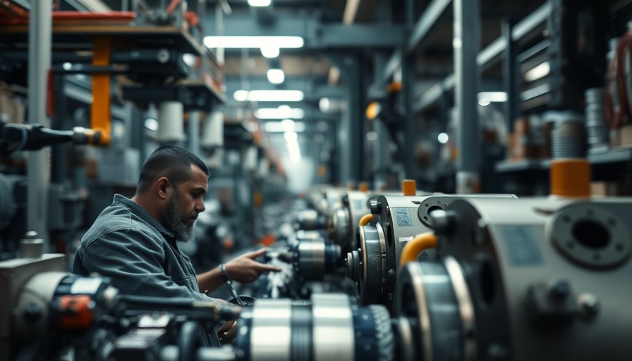 Factory worker operating machinery in China's sustainable GDP growth context.