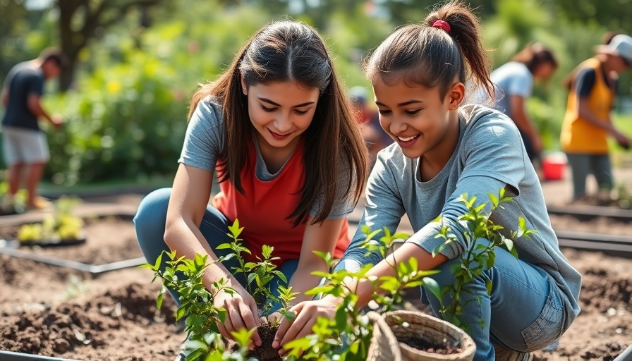 Novato school environmental stewardship activity with students planting.