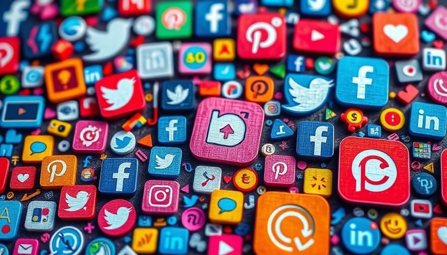 Colorful digital art of social media icons with a Meta symbol.