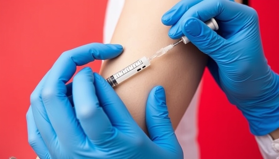 Close-up of flu vaccination being given in California.