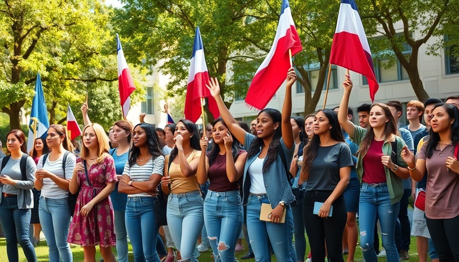 Students protest outdoors on college campus amid student visa cancellations Bay Area.