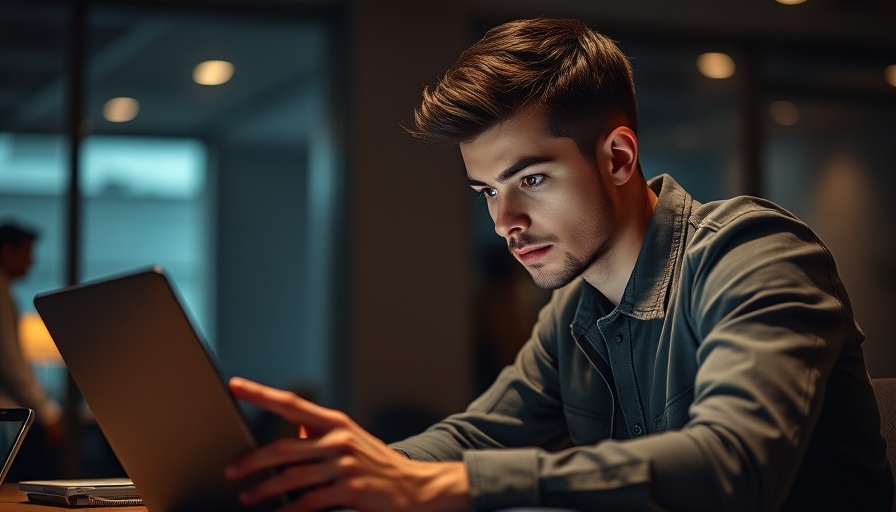 Young man using laptop indoors, exploring best financial software for 2025.