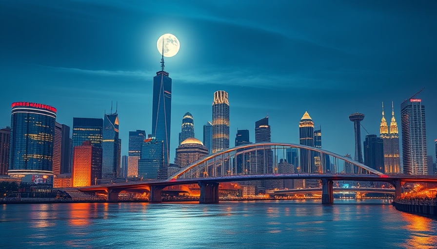 Minnesota real estate near luminous city skyline at night.
