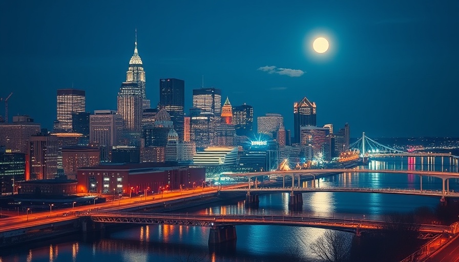 Minneapolis skyline with moonlit reflection, showcasing what Minnesota is known for.