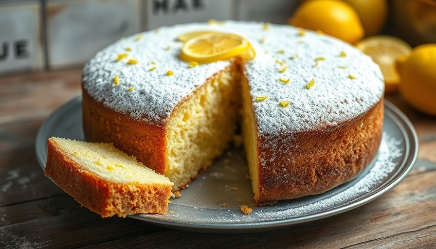 Gluten-free lemon cake topped with zest on a plate.