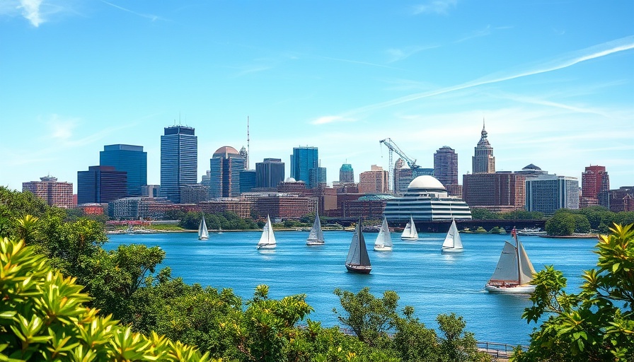 Vibrant Boston skyline with sailing boats on the river, pros and cons of living in Massachusetts.
