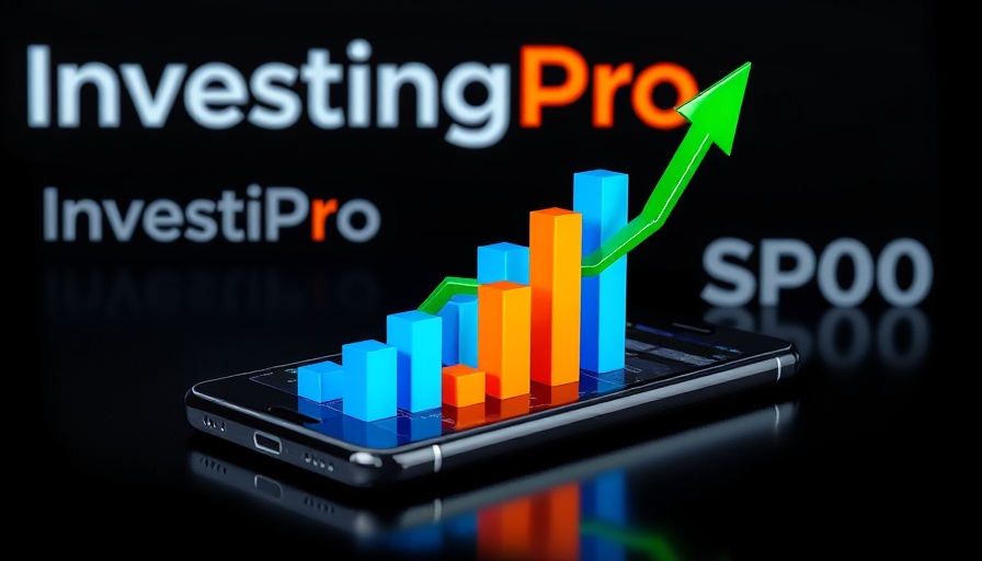 Financial illustration with smartphone and growth bars.