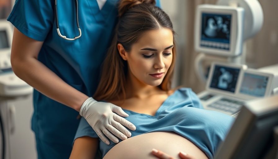 Pregnant woman getting ultrasound in clinic, gestational diabetes autism link