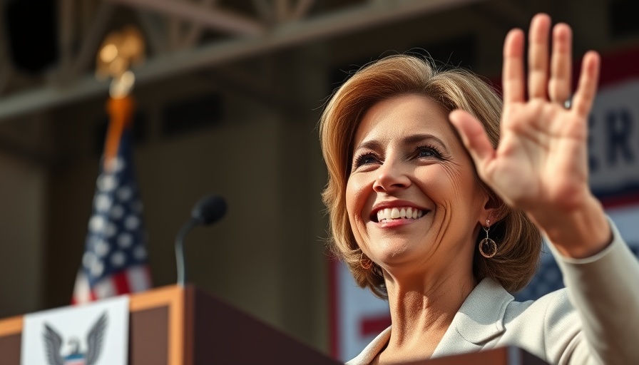Smiling woman waves at political event, DHS buyout offers context