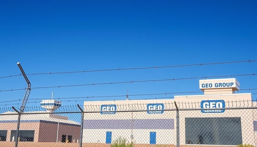 Detention facility with barbed wire and GEO logo related to Mahmoud Khalil deportation case.
