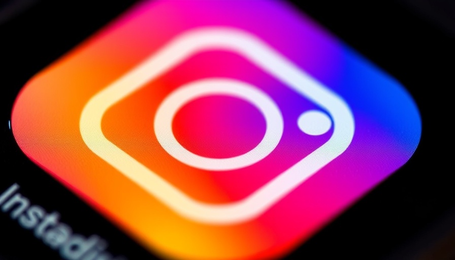 Vibrant Instagram app icon with gradient hues on black background.