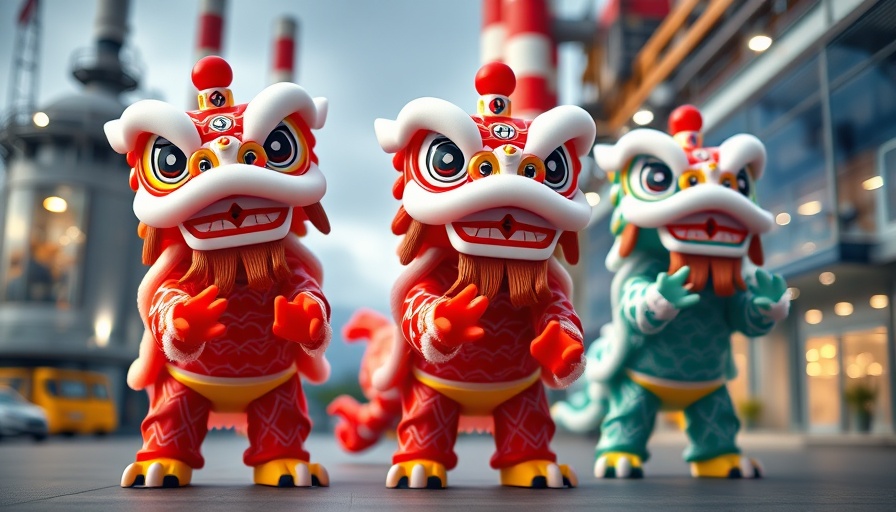 LEGO lion dance figures at Vietnam factory expansion