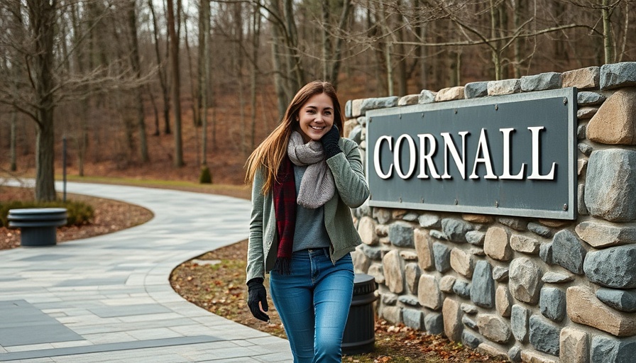 Woman walking by Cornell University sign amid Trump's funding freeze.