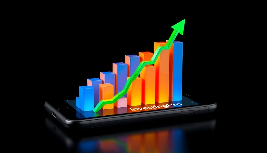 Futuristic stock market graph on phone with S&P 500 and InvestingPro.