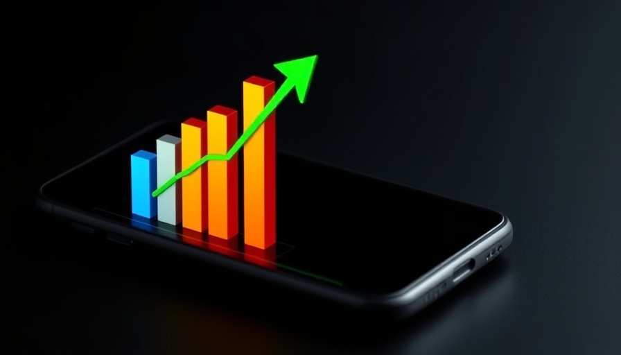 Dynamic bar graph with upward arrow on phone, Dogecoin ETPs.