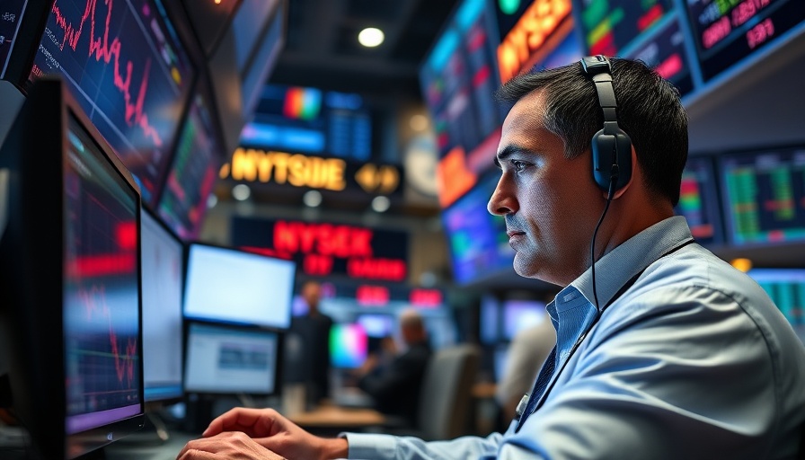 Stock trader focuses on screens as US stocks soar post-trade war update.