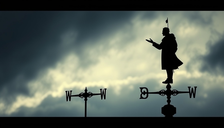 Weathervane silhouette against cloudy sky depicting Trump's cunning plan