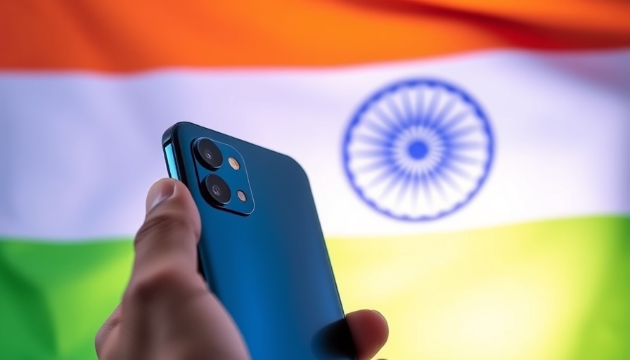 Apple shifts production to India - smartphone with Indian flag background.