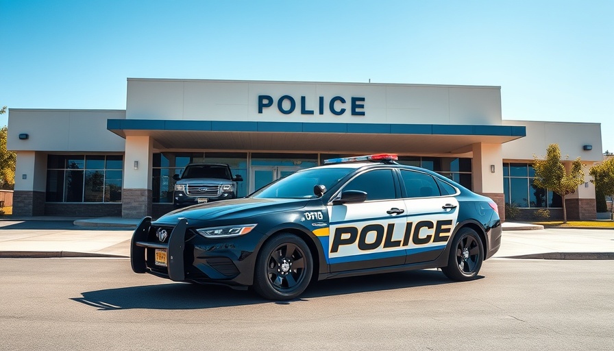 Novato police car outside station related to suspected prowler arrest.