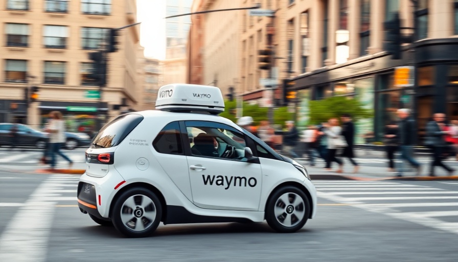 Waymo robotaxi driving through city intersection