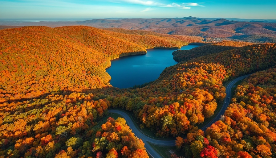 Scenic aerial view of Vermont in autumn, showcasing vibrant foliage.