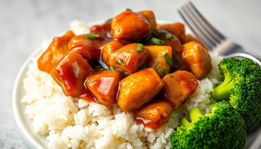 Easy dinner ideas with honey butter chicken over rice and broccoli.