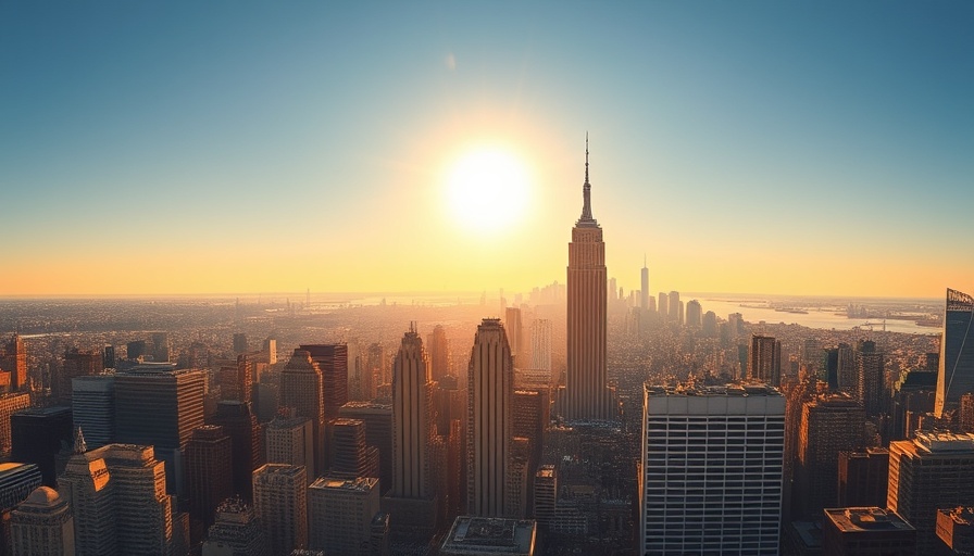New York skyline with Empire State Building at sunrise, pros and cons of living in New York State.