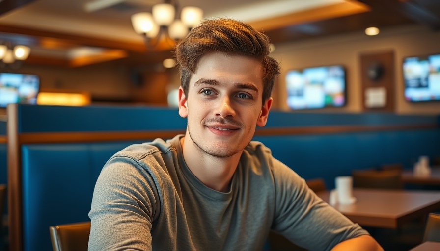 Facilitate return of deportee illustrated by relaxed young man in restaurant.